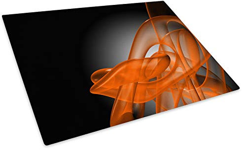 Orange 3D Black Grey Glass Chopping Board Kitchen Worktop Saver Protector