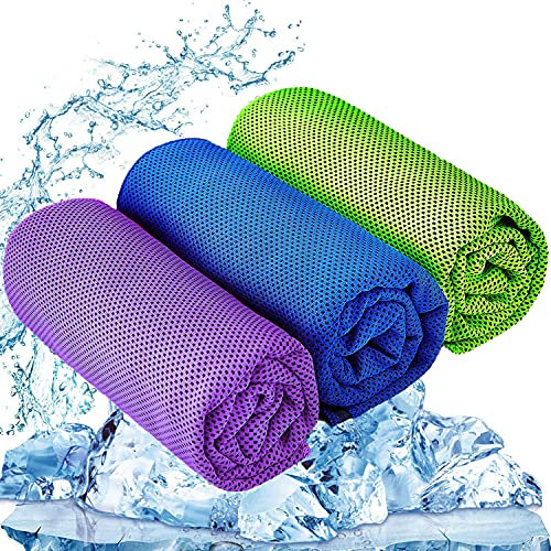 YQXCC 3 Pcs Cooling Towel (120x30 cm) - Microfibre Ice Towel for Neck, Yoga, Golf, Gym & More Activities
