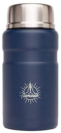 Bodhi Isolierter Food Container aus Edestahl mit Namaste-Motiv | to-go Thermo- Lunchbox für warme Speisen, Suppe, Babynahrung | Doppelwandiger Essensbehälter mit klappbaren Löffel | Größe: 750ml