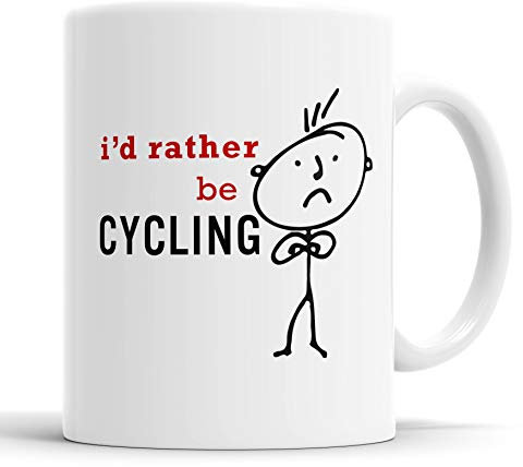 Faithful Prints Mens I'd Rather Be Cycling Mug Novelty Hobby Dad Brother Uncle Grandad Friend Funny Humour Gift Cup Birthday Christmas, Ceramic Mugs