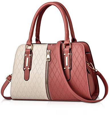 NICOLE & DORIS Schultertasche Damen Mode PU Leder Schick Shopper Handtasche Umhängetasche Tote Handtaschen mit Quasten rot