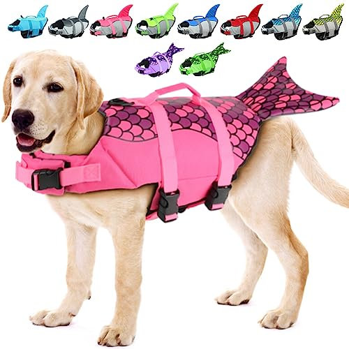 EMUST Giubbotto Salvagente Cane, Ristop Salvagente per Cani, Leggero Giubbotto Salvagente per Cani, Rosa M