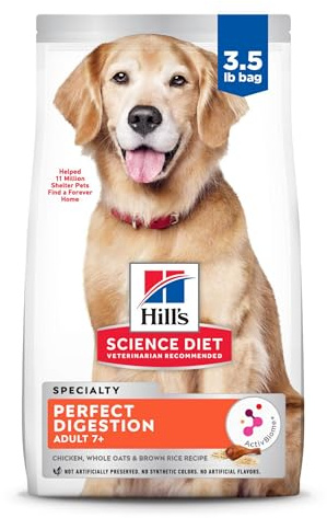 Hill's Science Diet Perfect Digestion, Senior Adult 7+, Digestive Support, Dry Dog Food, Chicken, Brown Rice, & Whole Oats, 3.5 lb Bag