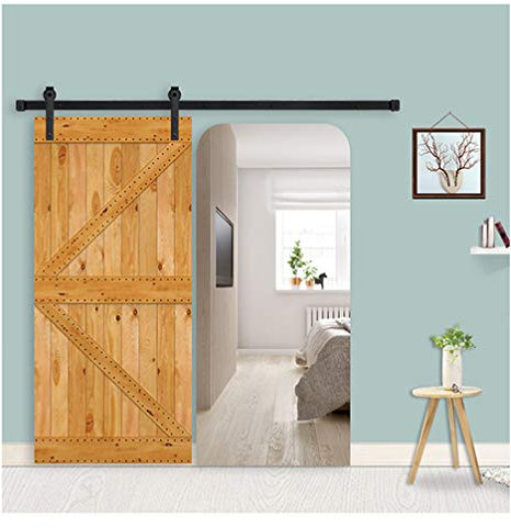 4.9Ft Kit de Herrajes para Puerta Corredera 1.5M Riel para Puerta Corredera Granero Interior Carga 150KG