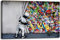 MJEDC Banksy Bilder Leinwand Behind the Curtain Graffiti Street Art Leinwandbild Fertig Auf Keilrahmen Kunstdrucke Wohnzimmer Wanddekoration Deko XXL (30x40cm(11.8x15.7inch))