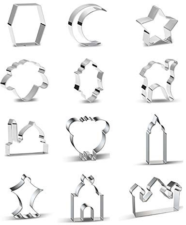 XIGAWAY Lot de 12 emporte-pièces Eid Mubarak et Ramadan pour biscuits et gâteaux