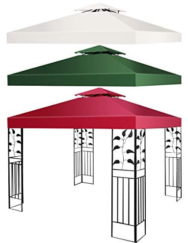 GOPLUS Techo de Repuesto para cenador, 3 x 3 m, Techo de Repuesto para pabellón, Cubierta Impermeable, Doble Techo, Lona de Techo, Lona de pavillión (Rojo Vino)