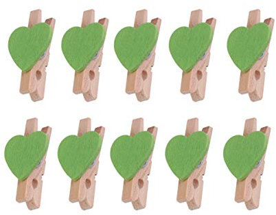 Toddmomy 50 Pièces Coeur en Bois Mini Pinces à Linge Photo Clips pour Scrapbooking Arts Et Artisanat Suspendus Photos (Vert)