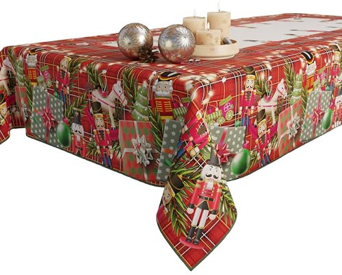 PETTI Artigiani Italiani - Tovaglia Natalizia Antimacchia Rettangolare Copritavolo Natalizio Cucina Disegno Soldatini X24 Posti (140x450 cm) 100% Made in Italy