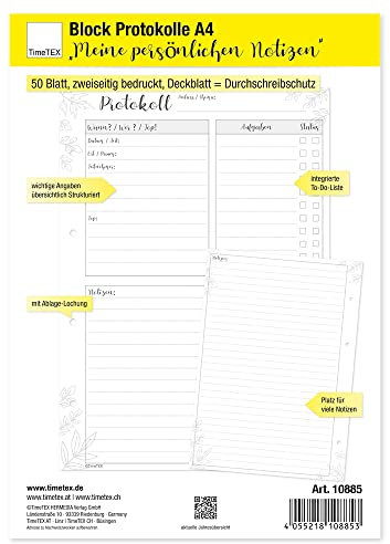 TimeTEX Block Protokolle A4 Meine persönlichen Notizen - 50 Blatt - 10885