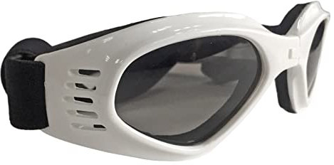 Hunde Sonnenbrille Hund Sonnenbrille Kleine Hund Goggles Doggles Hundebrille for kleine Hunde Uv. Schutz Winddicht wasserdicht zusammenklappbar (Color : White)