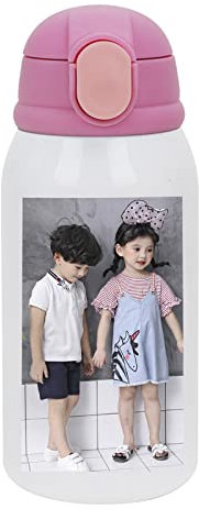YJZQ Bouteille d'eau Photo Personnalisée Gourde Isotherme Enfant/Adulte avec Paille Gourde 500ml modèle Faon Souvenir pour Noël anniversaire