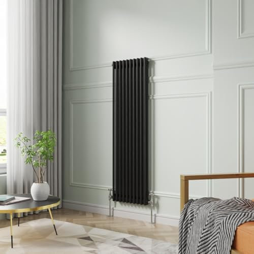 NRG Radiador negro tradicional de 1500 x 470m m 2 columnas radiadores verticales del arrabio de la calefacción central