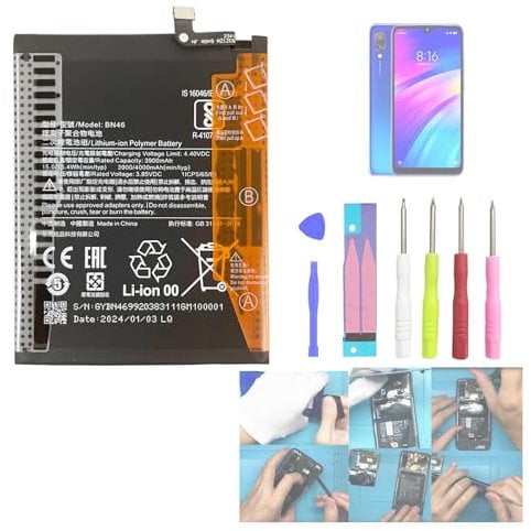 Aousavo BN46 batteria di ricambio compatibile con Xiaomi Note 8 Note 8T Redmi 7 con kit di ricambio
