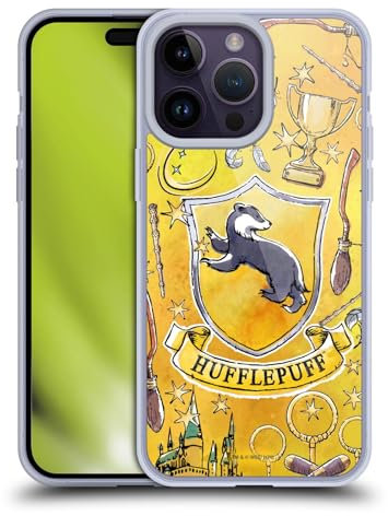 Head Case Designs Offizielle Harry Potter Hufflepuff Muster Deathly Hallows XIII Soft Gel Handyhülle Hülle kompatibel mit Apple iPhone 14 Pro Max
