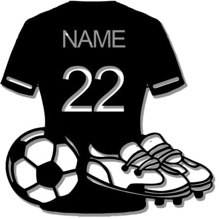 Personalised Soccer Uniform Name Sign with Colorful Light, Metal Monogram Sign Wall Decor Personalised Sport Gift for Family Friend