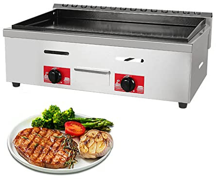 Plancha a Gas Profesional para Bar y Restaurante, Acero Inoxidable, Distribución Uniforme de Calor, Temperatura hasta 350°C, Plancha a Gas Cocina Industrial Hostelería, Patas Antideslizantes,720c