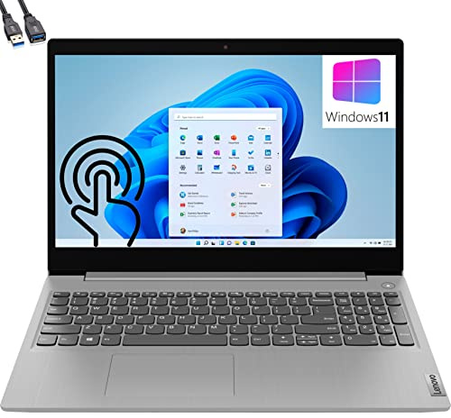 Lenovo IdeaPad 3i 15.6 Touchscreen Laptop Computer, Intel Core i3-1115G4 (Beat i5-10210U), 8GB DDR4 RAM, 512GB PCIe SSD, WiFi 6, Bluetooth 5.0, Platinum Grey, Windows 11 S, BROAG Extension Cable