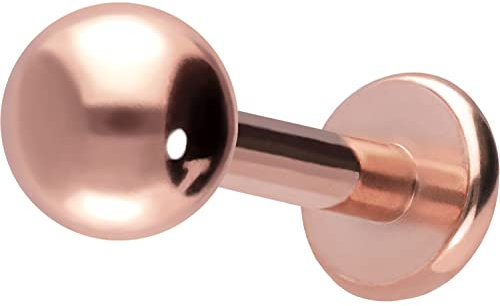 PIERCINGLINE Titan Labret mit Gewinde KUGEL Piercing Nase Lippe Ohr Tragus Helix Medusa Roségoldfarben 4 x 1,6 x 6 mm