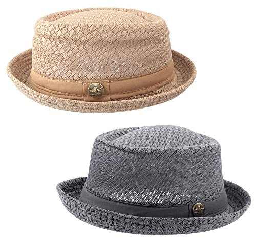 2/6 Pcs Leichter Maschenhut für den Sommer, 1920er-Jahre-Kostüm, Party-Kappe, aufrollbare Krempe, Bowler, Flacher Hut für Herren
