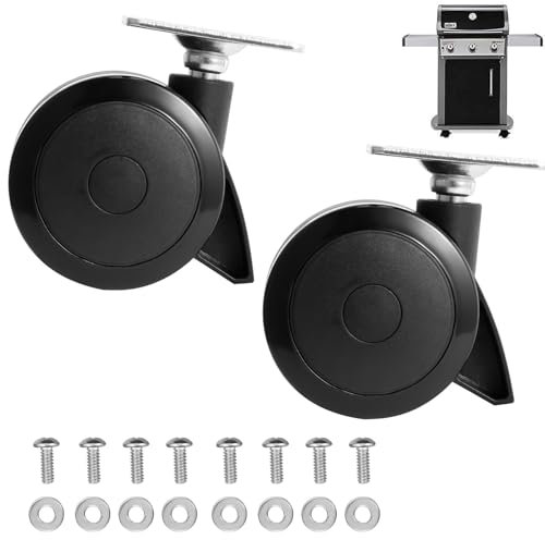 WELL GRILL Ruote girevoli per barbecue a gas Weber Spirit 200 e 300 serie con bottoni del bruciatore anteriore (2013-2017/2019), ruote pesanti a 360°, accessori per barbecue, 70 mm, 2 pezzi