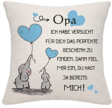 Bommex Opa Geschenk von Enkelin Enkel Kissenbezug für Geburtstag
