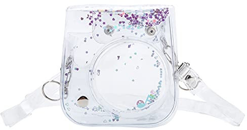 GOWENIC Transparent Cartoon Camera Case Bag for Fujifilm Instax Mini 11/9/8, Waterproof Anti-Drop Exquisite Protective Camera Bag with Adjustable Shoulder Strap (Purple)