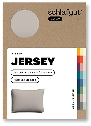 Schlafgut Easy Jersey Kissenbezug 70x90 cm Sand Mid mit 100% Baumwolle, superweicher & atmungsaktiver Kopfkissenbezug