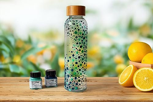 Little Creations Gourde en verre à faire soi-même - Bleu - 500 ml - Bouteille en verre personnalisable - Avec couvercle en bambou - Kit de bricolage complet avec bouteille en verre et peinture
