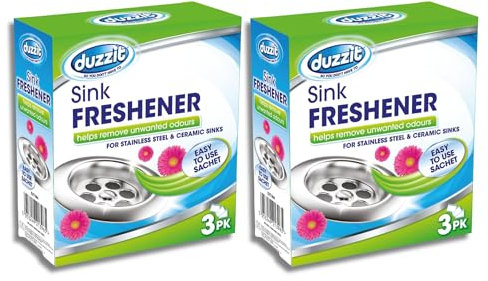 Sink Freshener Set of 2-3x30g Drain Smell Eliminator Sachets - 6 sachets total - Effective Drain Odour Eliminator for Stainless Steel and Ceramic Sinks bundled by Great British Home