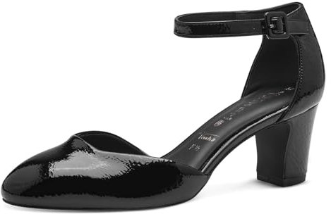 Tamaris Damen Pumps Blockabsatz Vegan; Black PATENT, EU 38