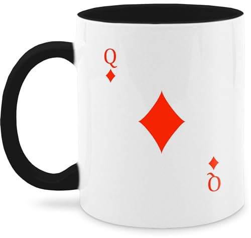 Tasse Tassen 325ml - & Fasching - Karo Queen Kartenspiel Karneval Kostüm - 325 ml - Schwarz - faschings zum für und. kölsche und 2023 koeln fasching+verkleidung jeck rut wiess kölscher gärtner
