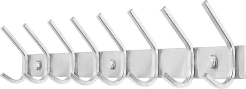 TOJ Porte-manteau mural avec 16 crochets - Porte-manteau mural suspendu - Porte-manteau - Acier inoxydable - 60CM - Argent