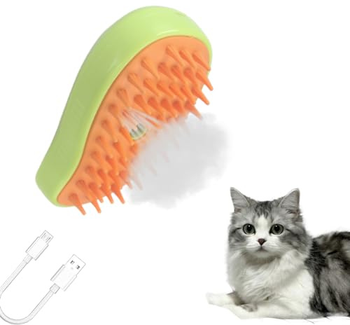 MOUOGO Cat Steamer Brush, Pet Hair Removal Brush, 3 in 1 Cat Steaming Brush, Pet Supplies for Small Dog Hair Brush