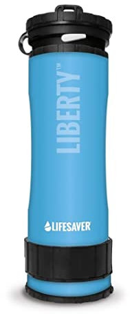 LifeSaver Liberty | Water Filter Bottle - 400ml Small Water Bottle & Water Purifier for Travel & Hiking, Lightweight Design, Removes 99.99% of Viruses, Bacteria & Cysts, Purifies 2000L (Blue)