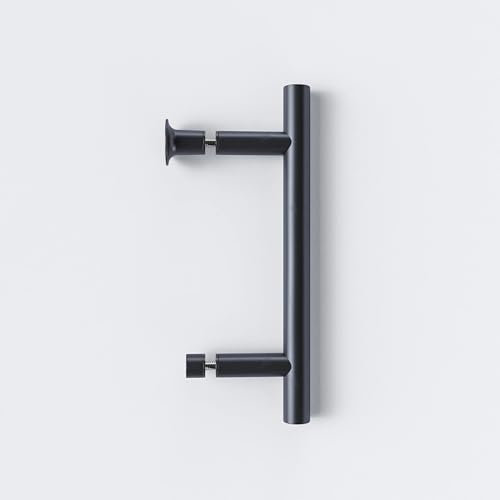 SANYROI Stainless Steel Shower Door Handle, 130mm Center Distance, Black, 200mm Length