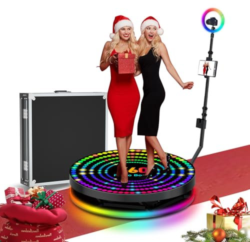360 Photo Booth Maschine, frei anpassen Logo, Automatische Zeitlupe drehende 360 Video Kamera Selfie-Plattform, 360-Fotokabine für Party-Ereignis Halloween (26.3 inches)