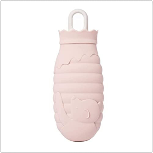 ZUOZUIYQ Bouillotte en Silicone Bouillotte Ours avec Couverture Tricotée Chauffage Micro-Ondes Bouteille en Silicone Sac Chaud (Couleur : B, Taille : L)