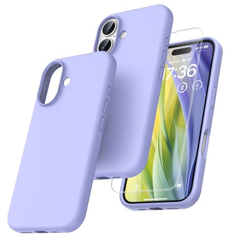 TOCOL Silicone for iPhone 16 Case 6.1-Inch, Liquid Silicone Multi-Color Slim Silky-Soft Touch Anti-Scratch Shockproof Protective Phone Cover, Purple