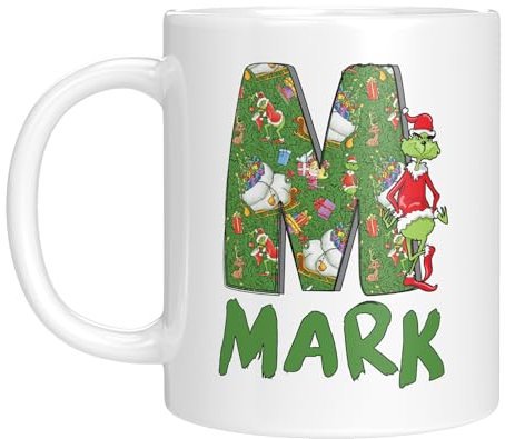 Grinch - Taza de Navidad personalizable con nombre personalizado | Taza divertida con diseño de letras | Idea de regalo para amigos y familiares
