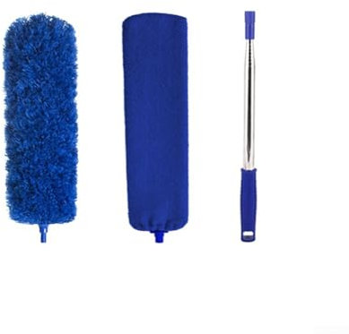 Zilimontt Extendable Duster Set, Bendable Cobweb Duster, Telescopic Rod with Crevice Brush and Fiber Duster, for Cleaning Ceiling Fan, High Ceiling, Furniture, Roof Dust Removal