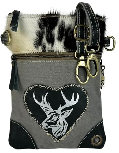 Domelo Dirndl Umhängetasche, kleine graue Oktoberfest Trachtentasche