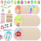 135 Pcs Ostern Basteln Kinder Osterdeko Holz Holzanhänger Ostern Anhänger Holz Ornamente Unvollendete Ostern Basteln DIY Anhänger Osterdeko Basteln mit Ostereier Strass Zwirnen Selbstklebend Frühling