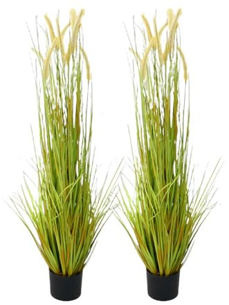 Zstar 2 Plantas Artificiales de Pampas en Maceta, 120 cm, Grande, Realista, de Cola de Zorro, Plantas de Hierba de Pampas, Hierba Artificial Grande, Planta Verde para decoración de Habitaciones,