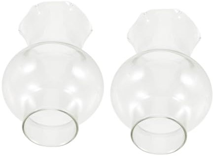 GETAJGHSD 2pièces Abat-Jour Verre Transparent pour Lampe à Huile Lot de Cheminées De Remplacement pour Lampe à Pétrole
