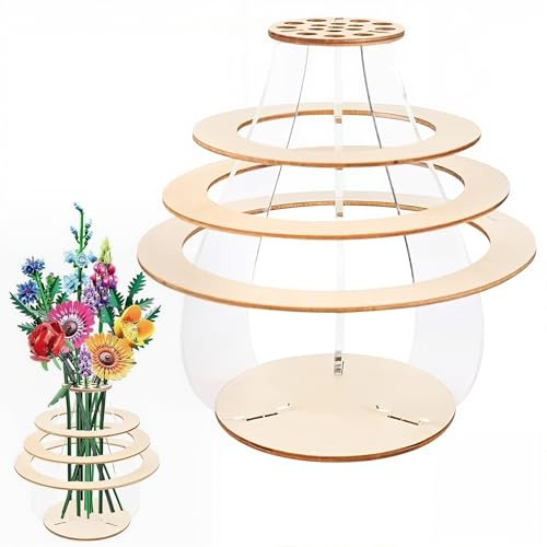 NHQZ Vaso per bouquet 10313 10280,Legno Bouquet di Vasi Fiori, Kit per Costruzione Vasi Bouquet, Bouquet di Vasi, Vaso Creativo per Decorazione Scrivania, Amanti Fiori