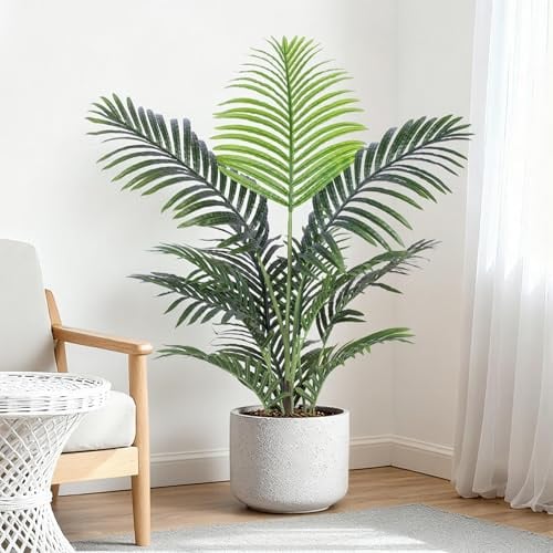 Keeplush Künstliche Pflanzen groß 90cm im Topf Plastik Künstliche Palme wie echt Fake Pflanzen deko für Wohnzimmer Balkon Schlafzimmer Büro Perfektes Einweihungsgeschenk
