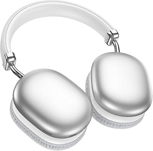 Cuffie wireless Cuffie Bluetooth 42 ore di riproduzione, cuffie over-ear con cancellazione attiva del rumore con microfoni, cuffie regolabili audio HiFi per iPhone/Android/Samsung（Bianco）