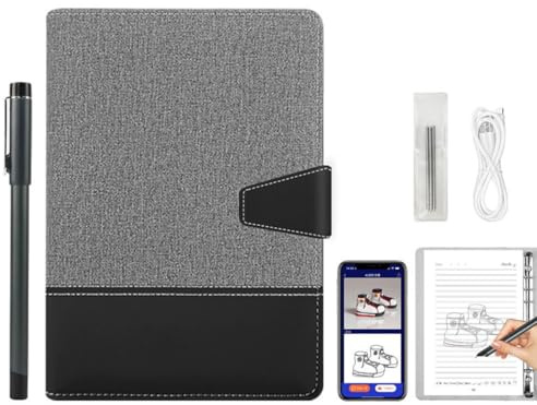 Digital Notebook Drawing Tablet with Smart Pen, Real-Time Syn for Digitizing, Convert to Text,Storing Notes,Gray a