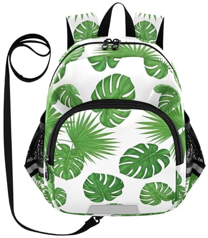 ODAWA Sac à dos pour enfant Motif feuilles de palmier Blanc, Feuilles de palmier blanches, S